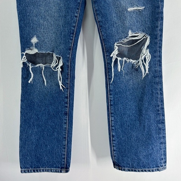 Lovers + Friends Reece High Rise Rigid Slim Straight Distressed Jeans Size 26 - Picture 4 of 8